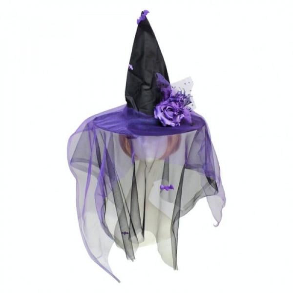 Декор на Хэллоуин Seta Колпак Ведьмочка с розой (18-990BLK-VT)