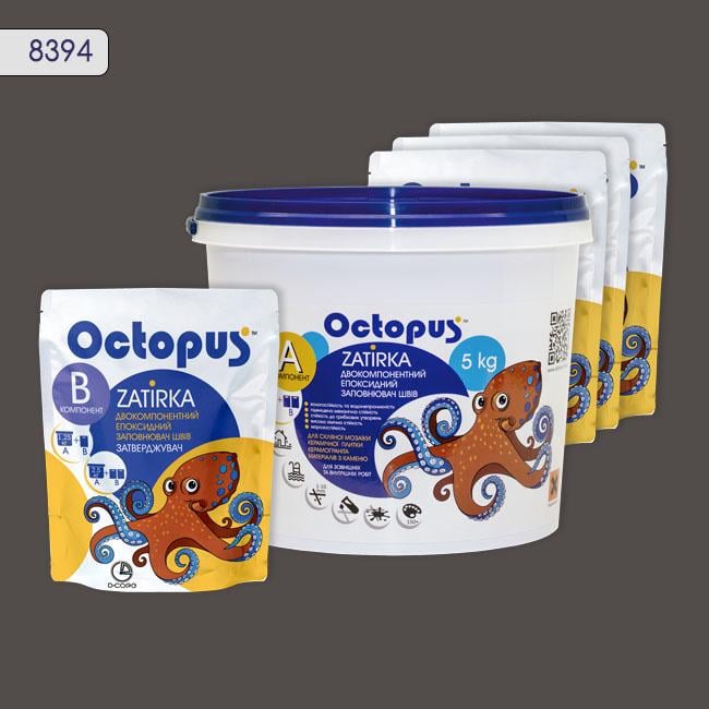 Затирка для плитки Octopus Zatirka 8394 епоксидна 5 кг Сірий