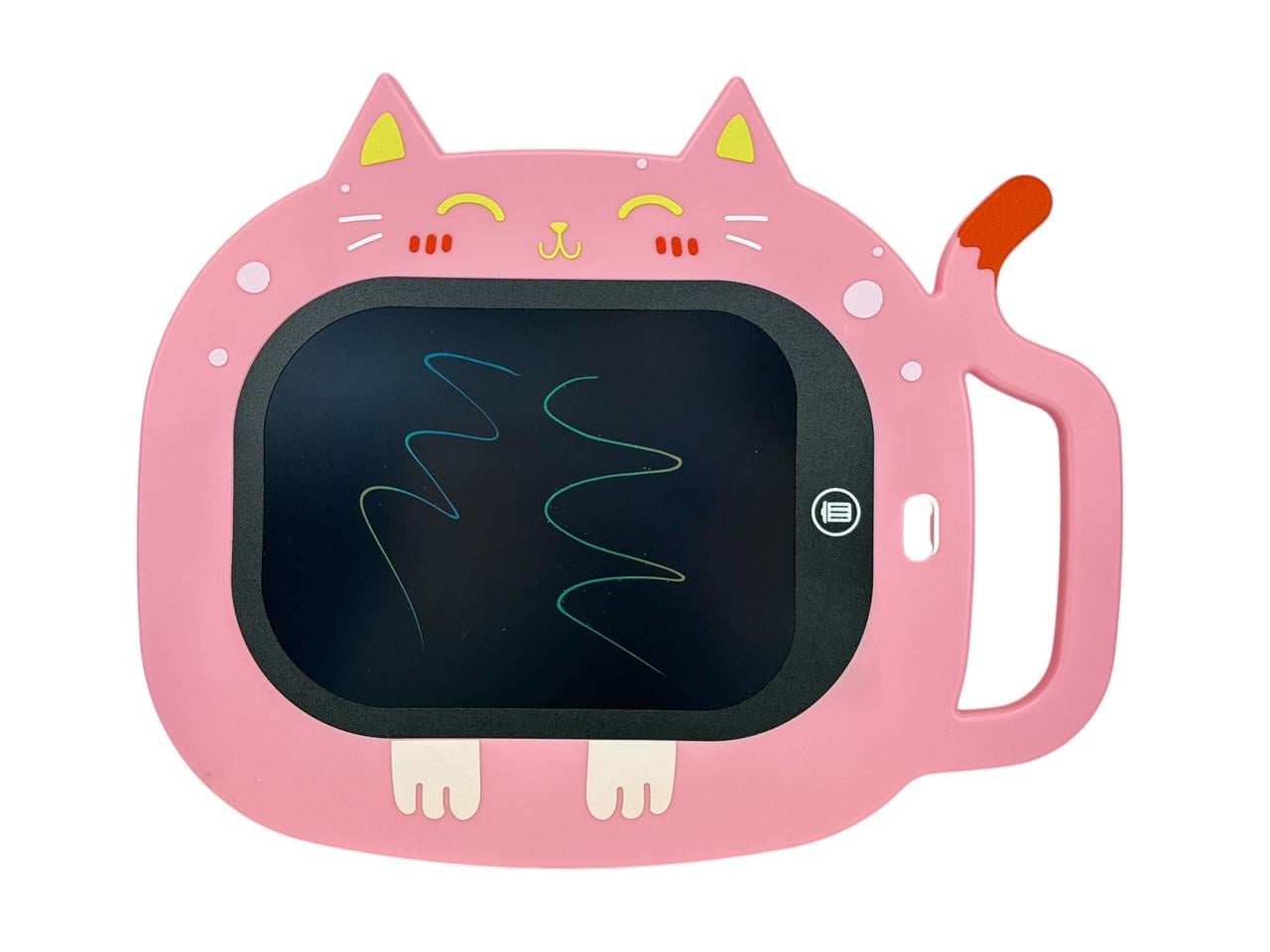 Планшет для рисования Котик графический LCD с цветным полотном Розовый (BB9020А)