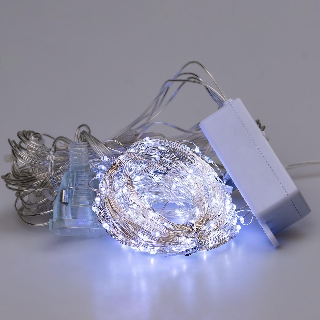 Гирлянда штора светодиодная GarlandoPro 200LED Роса 3х3м 8 режимов 10 нитей Белый
