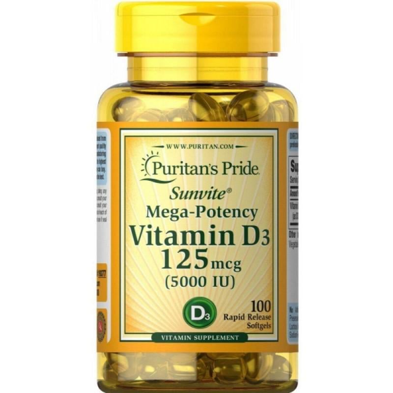 Вітаміни Puritan's Pride Vitamin D3 5000 МО 100 капс. (PTP-19377)
