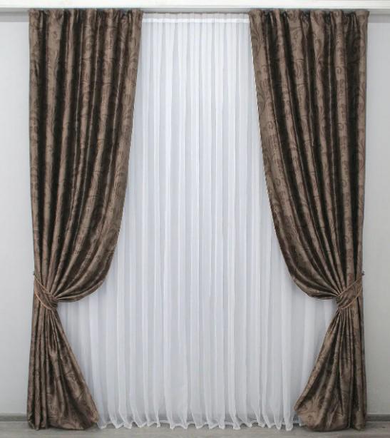 Готовые шторы блекаут 1,5х2,8 м 2 шт. Коричневый (1101ш)