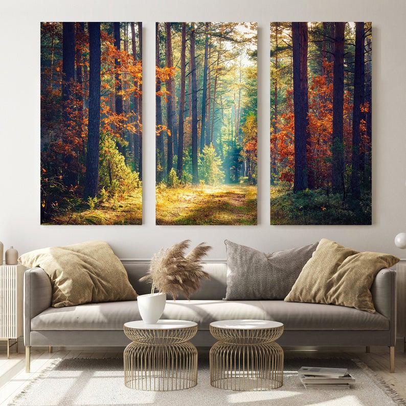 Модульная картина KIL Art В осеннем лесу из трех частей 78x48 см (M3_M_3)