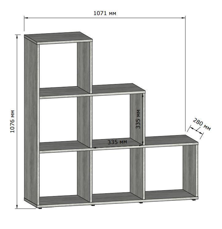 Стелаж для книг Tobi Sho GT-39 на 6 комірок 1071х1076х280 мм Білий - фото 4