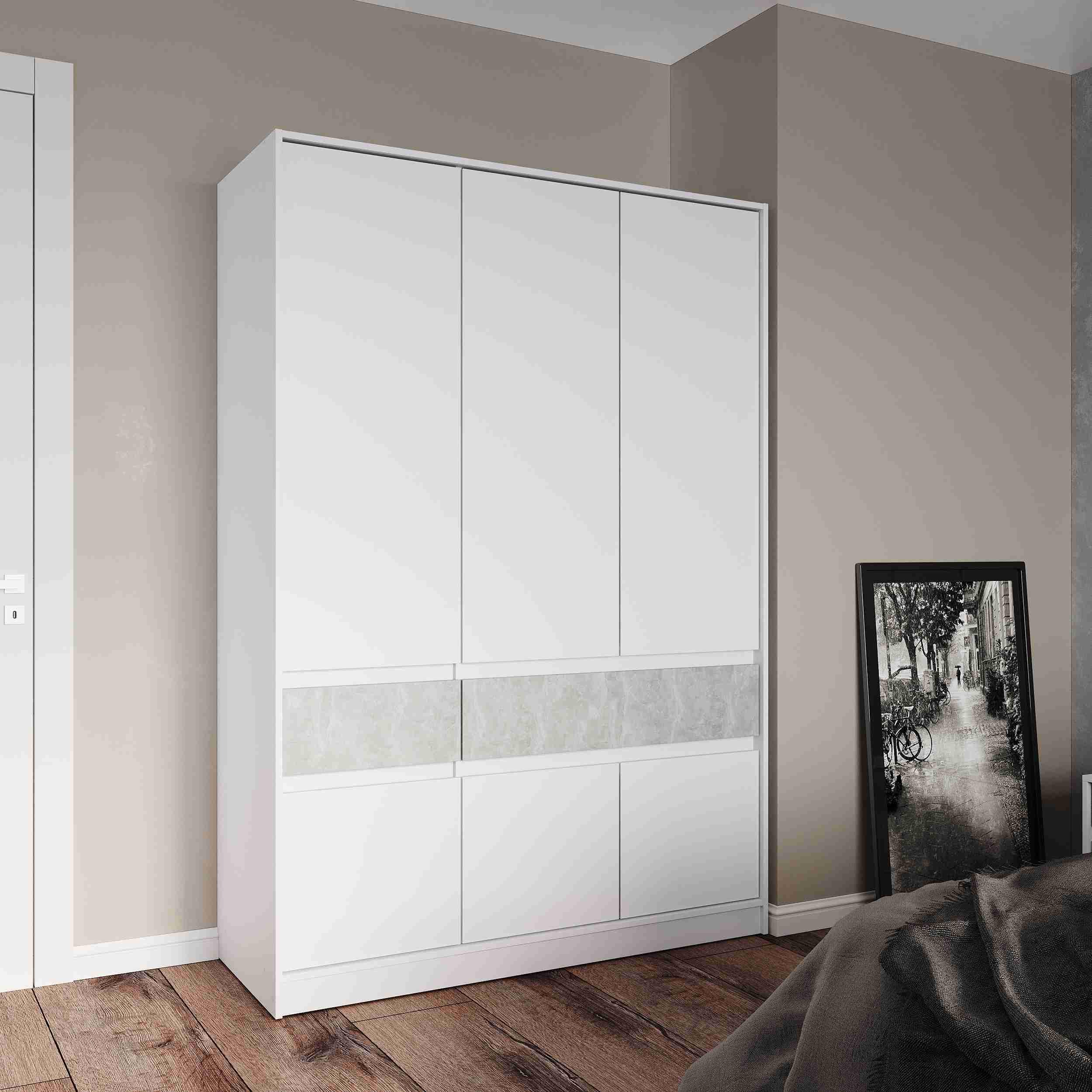 Шкаф Эверест 1400 Стайл 140х53х204 см Белый/Бетон (09576)