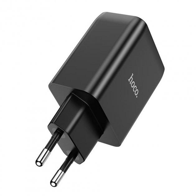 Сетевое зарядное устройство Hoco N18 1USB/2USB-C с кабелем Type-C+Type-C Черный - фото 3