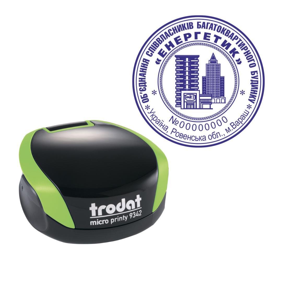 Печать ОСМД на карманном оснащении Trodat Micro Printy 9342 d 42 мм Зеленый (О5/9342/G)