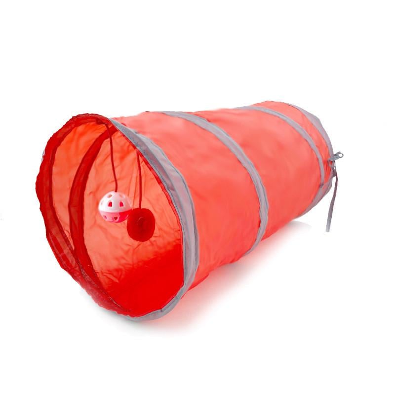 Туннель для кошек раскладной Ctlang HS-28 с подвесными игрушками 45x25 см Red (3_07079)