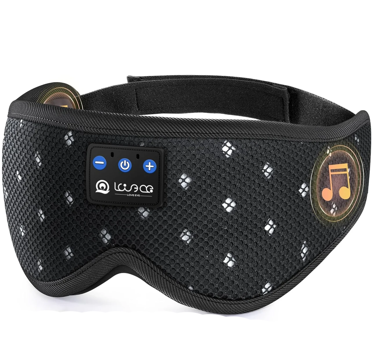 Маска для сна Bluetooth LOVE EYE 3D с наушниками 100% затмения Hi-Fi звук Черный (3057186411)