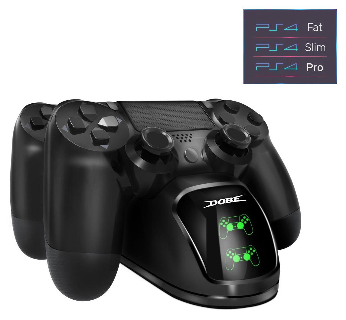 Док-станция Dobe для 2-х контроллеров Dualshock Playstation PS4/PS4 Slim/PS4 Pro c LED индикаторами статуса зарядки (9393584) - фото 2