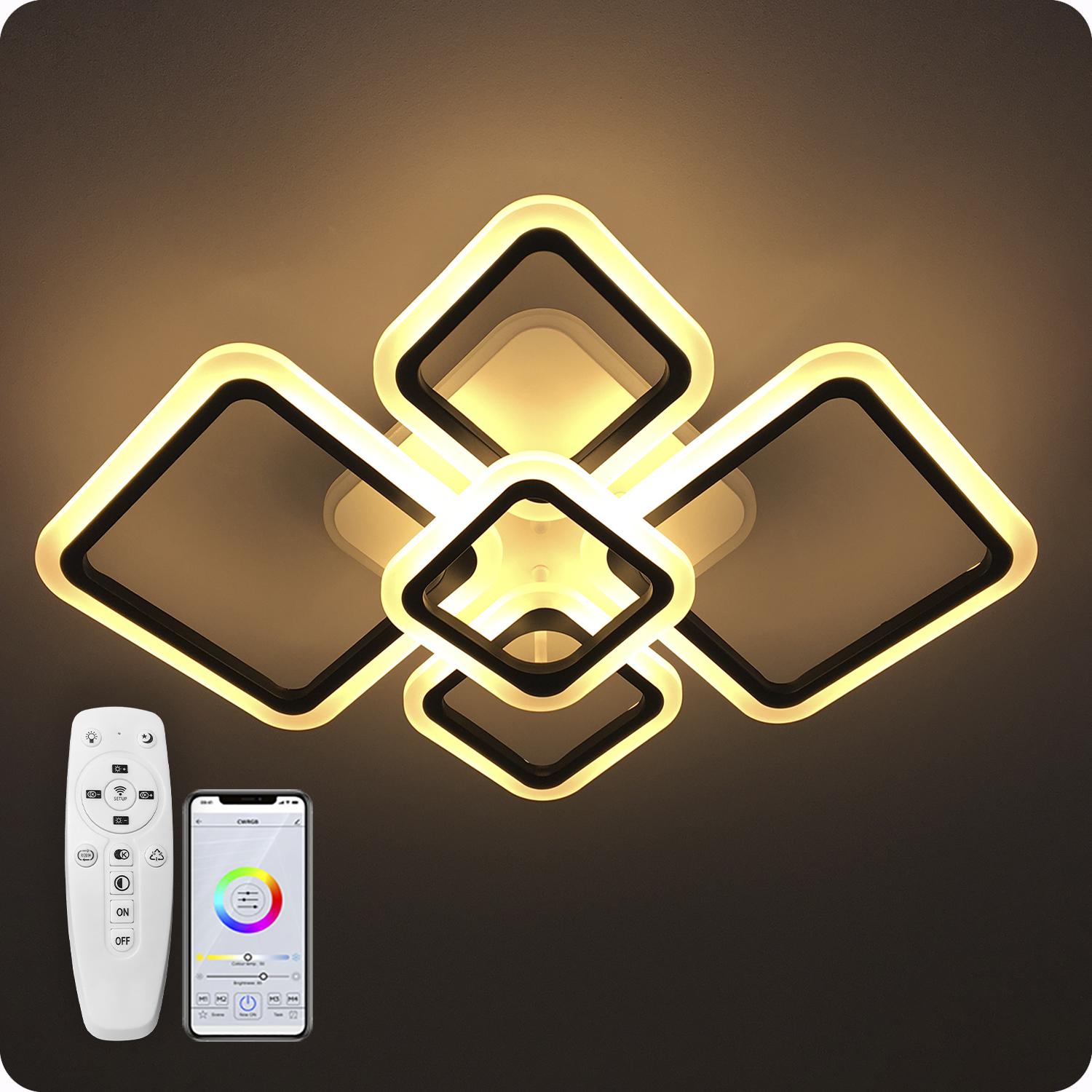 Люстра світлодіодна 517 Light 3color з пультом 80 Вт Чорний (02082) - фото 4