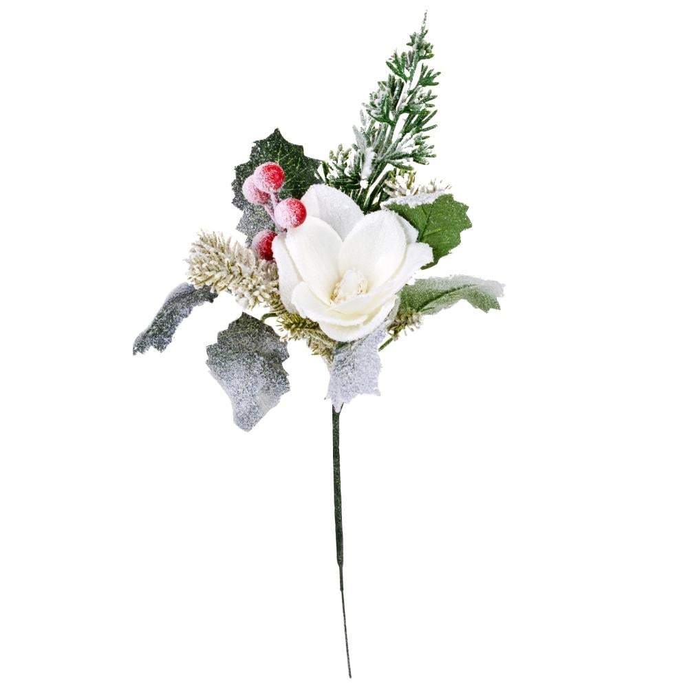 Веточка новогодняя Сказочный сад 30 см 4 шт. Белый (9171-013)