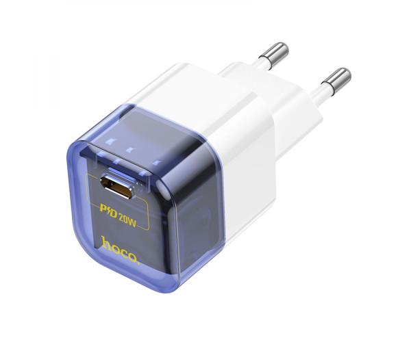 Пристрій зарядний мережевий Hoco C125A PD20W/QC30 Transparent/Blue