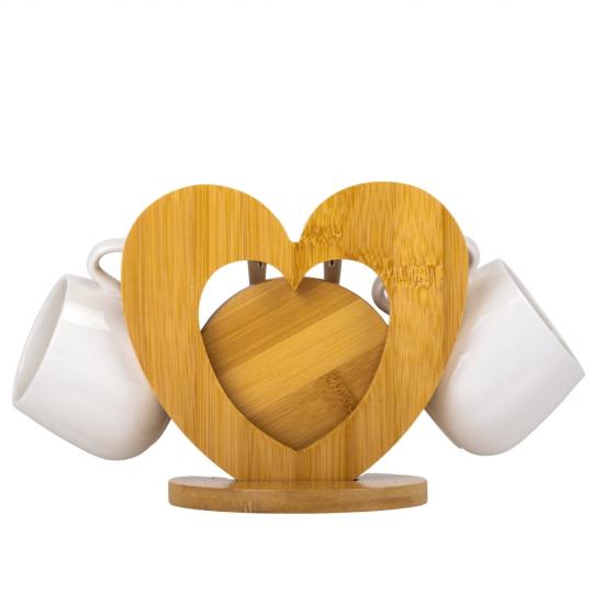 Набір кружок Elisey Серце із кераміки з бамбуковими підставками 230 мл Білий (135-81-9184-009) - фото 3 Набір кружок Elisey Серце із кераміки з бамбуковими підставками 230 мл Білий (135-81-9184-009) - фото 3