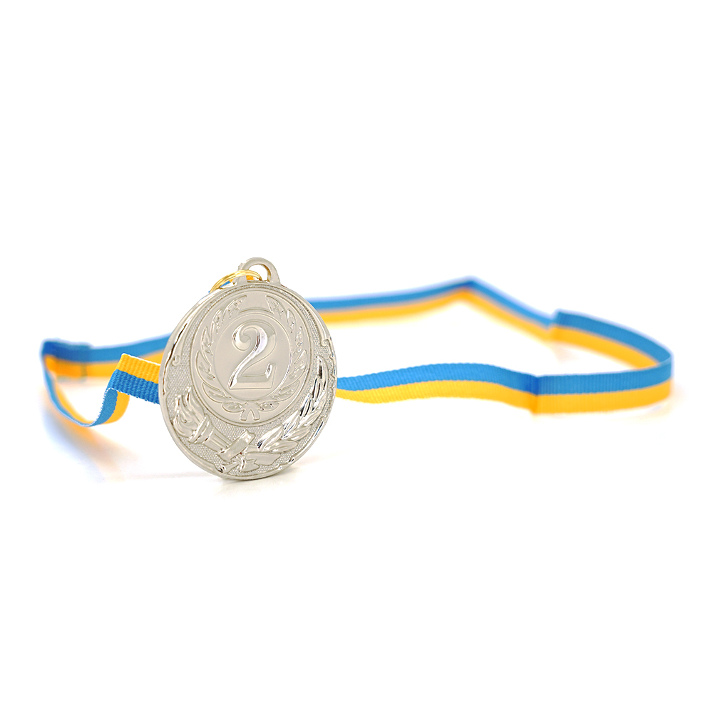 Нагородна медаль для призерів 2 місце срібна для змагань чемпіонатів та конкурсів 6,5 см (YUT_V9715)