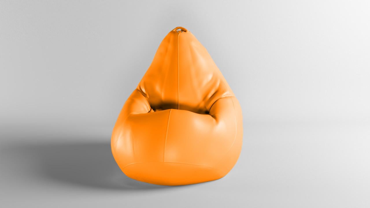 Бескаркасное кресло-мешок SkyPuff MEGA Груша Экокожа Zeus Delux XXXL 160х120 см Orange (160157)