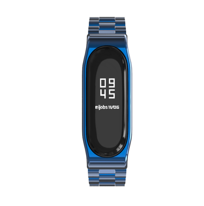 Ремінець для смарт-годинників Xiaomi Mi Band 4/3 MiJobs Metal металевий велика ланка Синій (1702P)