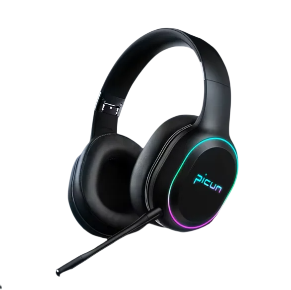 Наушники беспроводные игровые Picun P80X с микрофоном и RGB подсветкой Black (2799495472)