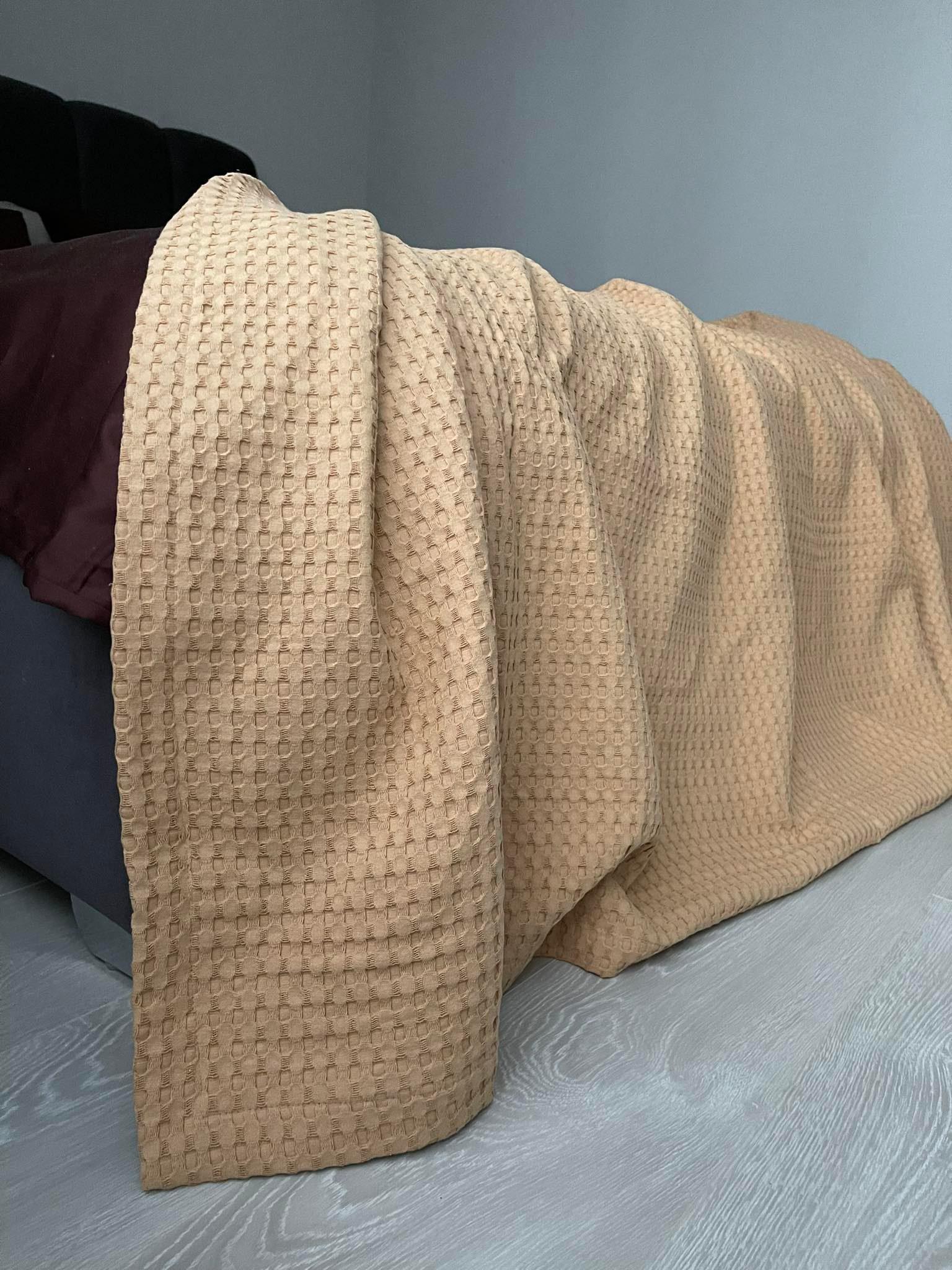 Плед бавовняний LILA Textil Home 220х235 см Бежевий (070205) - фото 2