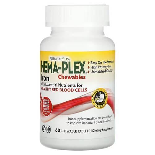 Железо NaturesPlus Hema-Plex Iron Chewables 60 жевательных табл. (NAP-03768)