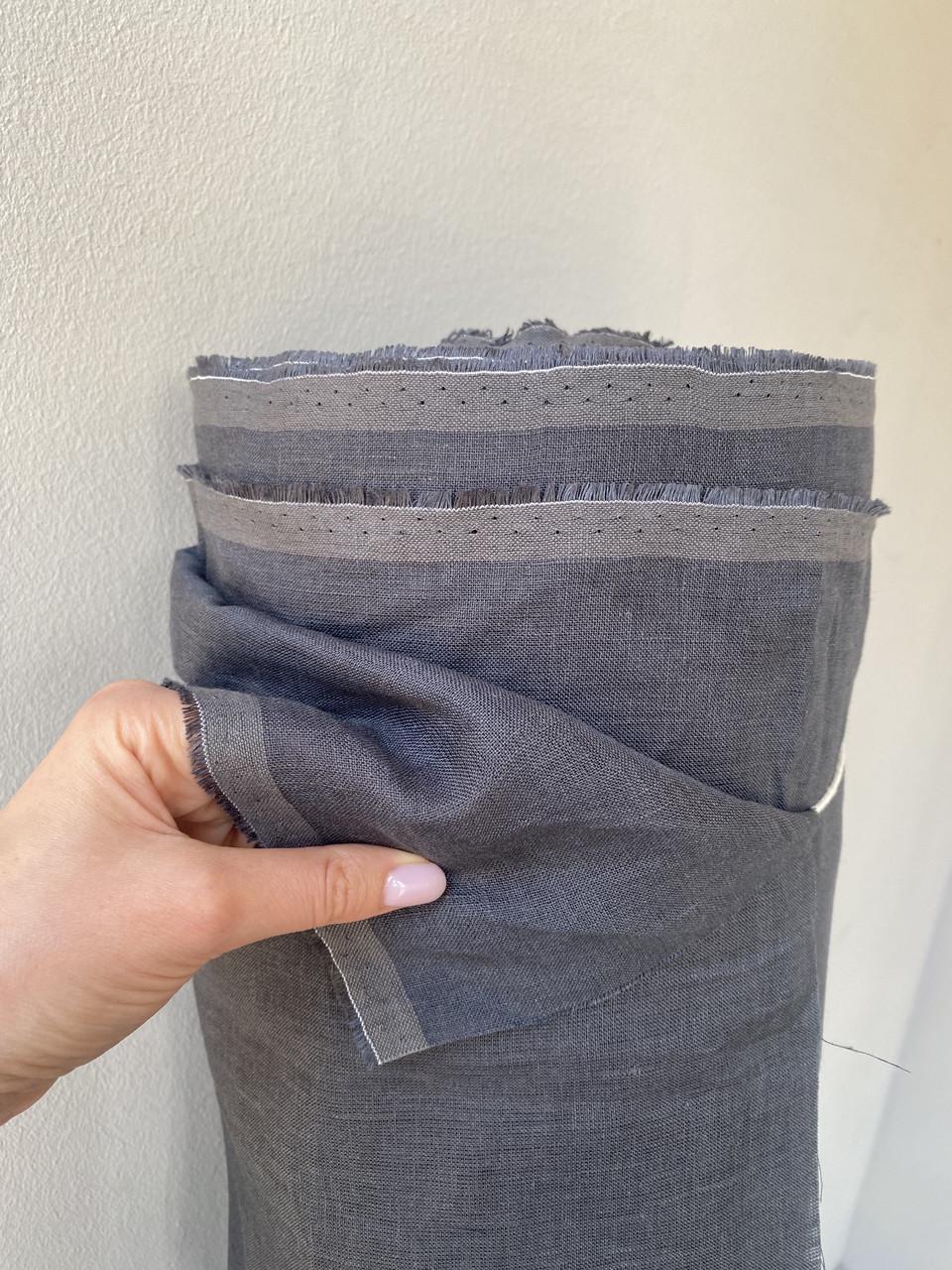 Ткань LINEN PLUS льняная 260 см 744 Темно-графит - фото 7