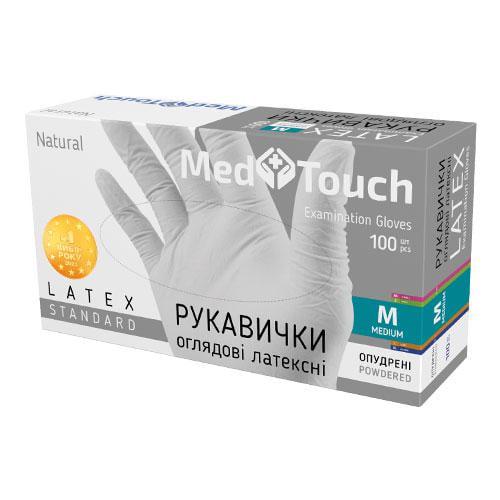 Рукавички MedTouch латексні з пудрою 100 шт. M Білий - фото 1 Рукавички MedTouch латексні з пудрою 100 шт. M Білий - фото 1