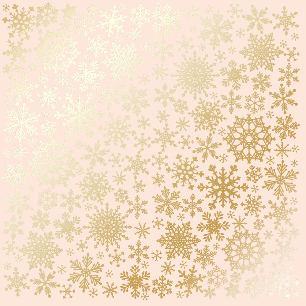 Лист бумаги односторонний Golden Snowflakes с фольгированием 30,5х30,5 см Beige