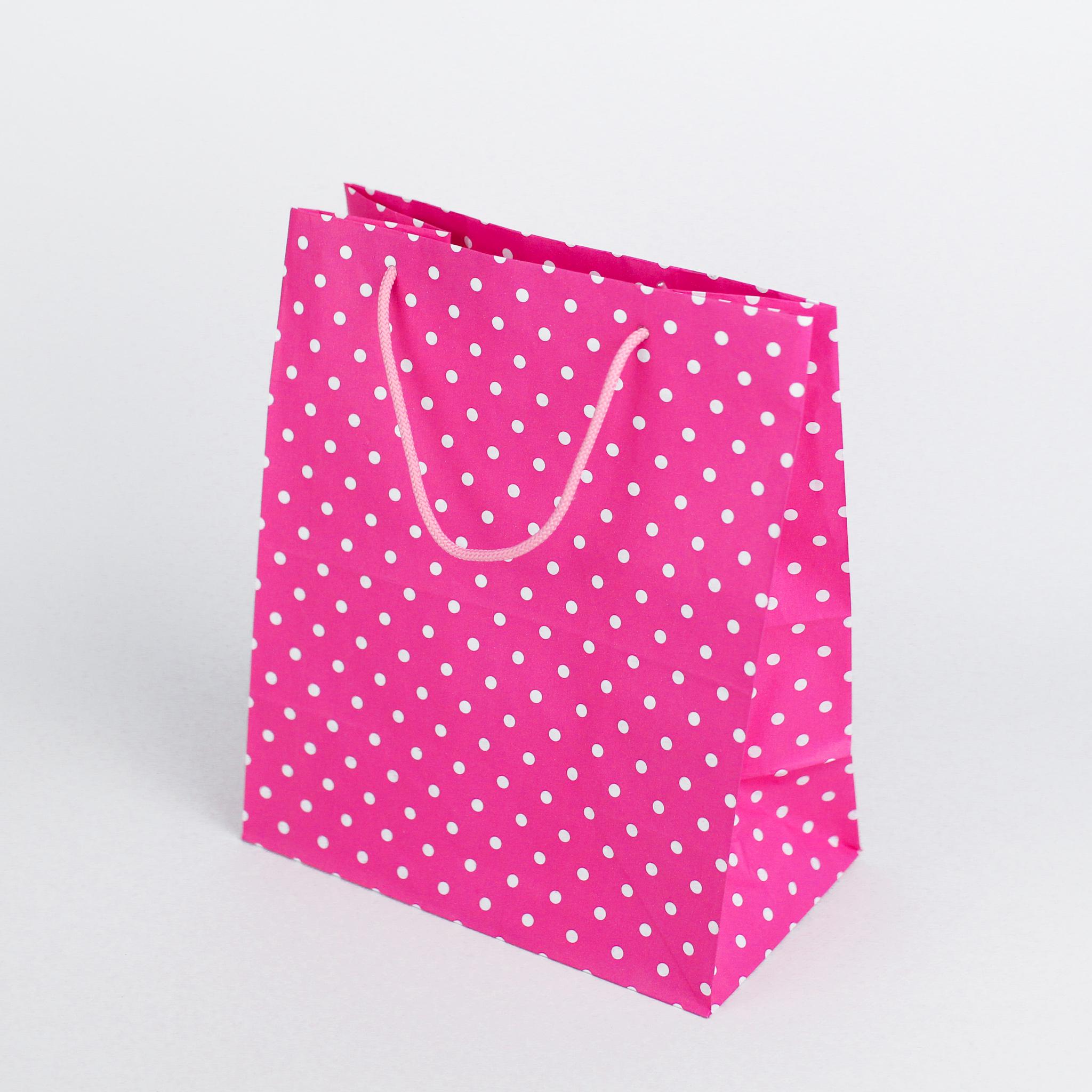 Пакет в горошек бумажный подарочный с ручками 20 шт. 260х150х320 мм Розовый - фото 1 Пакет в горошек бумажный подарочный с ручками 20 шт. 260х150х320 мм Розовый - фото 1