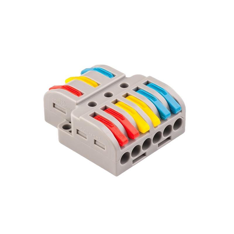 Клемма разветвляющая Tactix 0,08-4 мм2 35А 1-3+1-3+1-3 одинарная 40х33,5х14,5 мм крепеж 3,1 мм Разноцветный (LT-633)