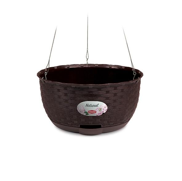 Кашпо подвесное с автополивом Stefanplast Natural и индикатором влажности 5,9 л 30х14,5 см Коричневый (75604) - фото 2 Кашпо подвесное с автополивом Stefanplast Natural и индикатором влажности 5,9 л 30х14,5 см Коричневый (75604) - фото 2