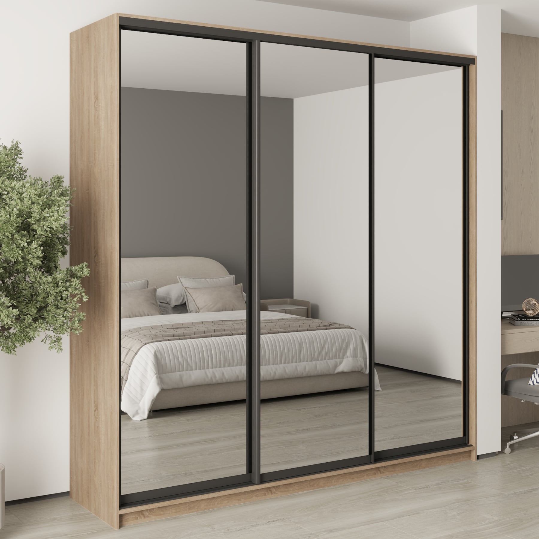 Шафа-купе тридверна Mebel Star Комбо BG MBS-9813 230х45х240 см Дуб сонома (1009802)