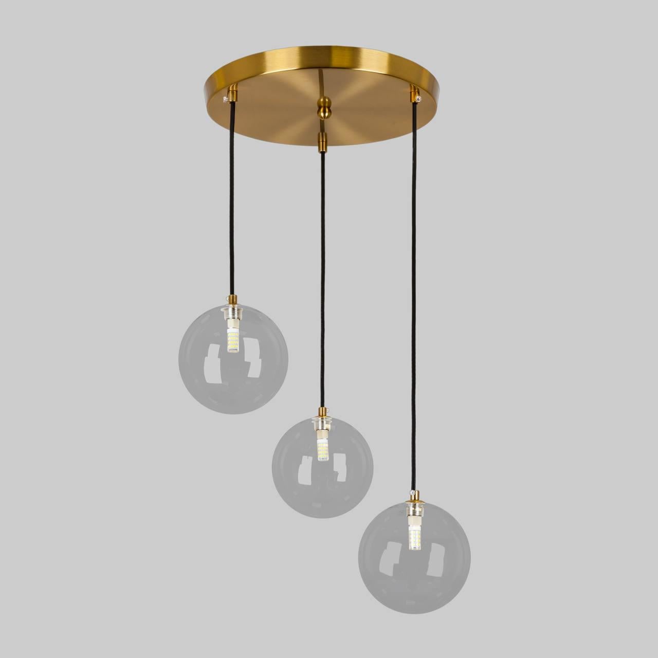 Люстра с прозрачными плафонами 15 см Бронзовый (61-P150F-3 BRZ+CL 300)