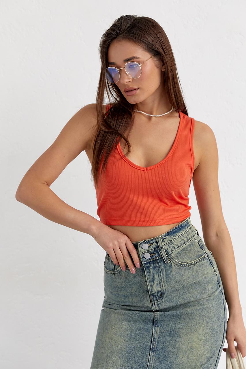 Кроп-топ женский в рубчик S Оранжевый (10692863)