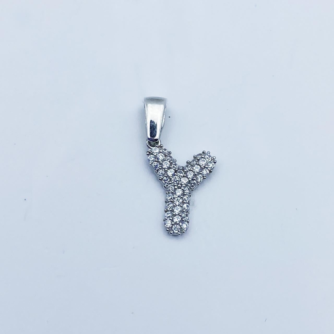 Серебряный кулон с кубическим цирконием Буква Y 0,62 г (2208066497)