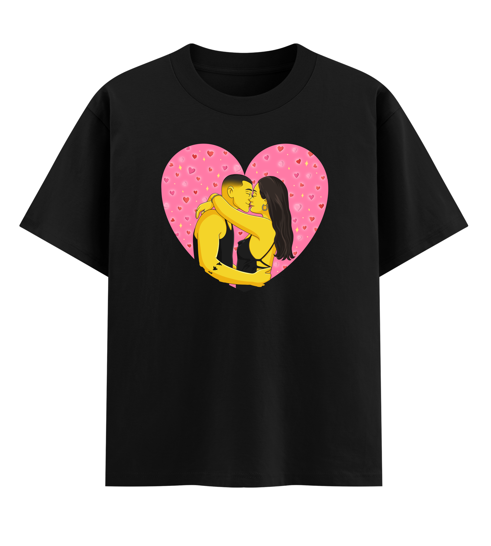 Футболка оверсайз Ponty Shop з вашим фото Сімпсони серце Love ХЛ Чорний (946341019001)