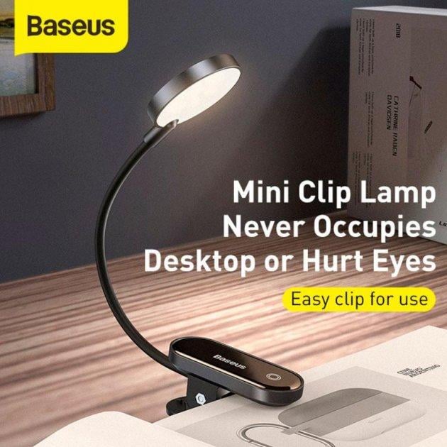 Лампа настольная с клипсой Baseus Comfort Reading Mini Clip Lamp DGRAD-0G Dark Gray - фото 4