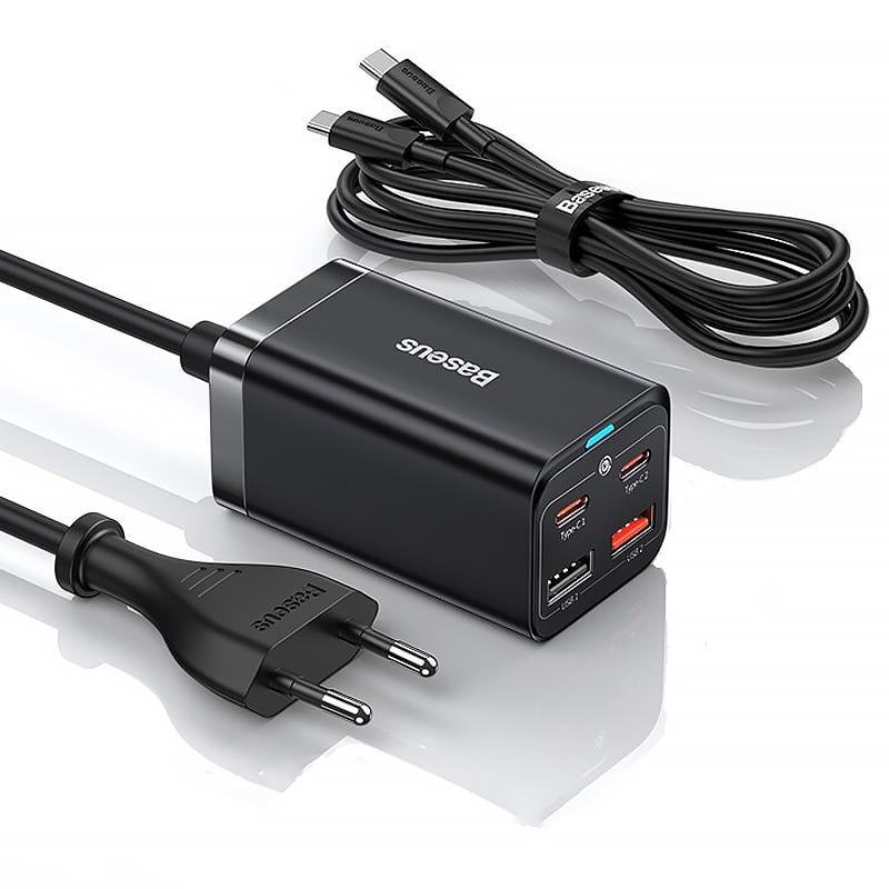 Зарядное устройство сетевое BASEUS GaN3 Pro 65W 2USB 2Type-C Black (CCGP040101)