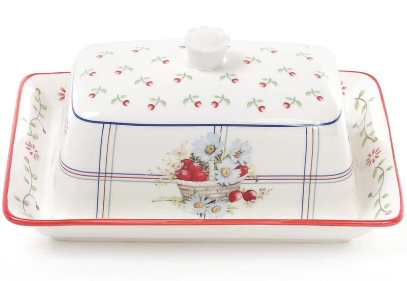Масленка фарфоровая Земляничная фантазия 18х12,5х8 см (BD-940-141) Масленка фарфоровая Земляничная фантазия 18х12,5х8 см (BD-940-141)