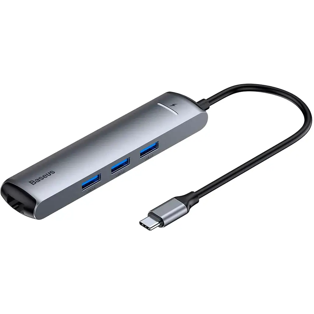 Хаб USB BASEUS Mechanical Eye Type-C to 3xUSB3.0/RJ-45/HDMI CAHUB-J0G 6в1 Grey