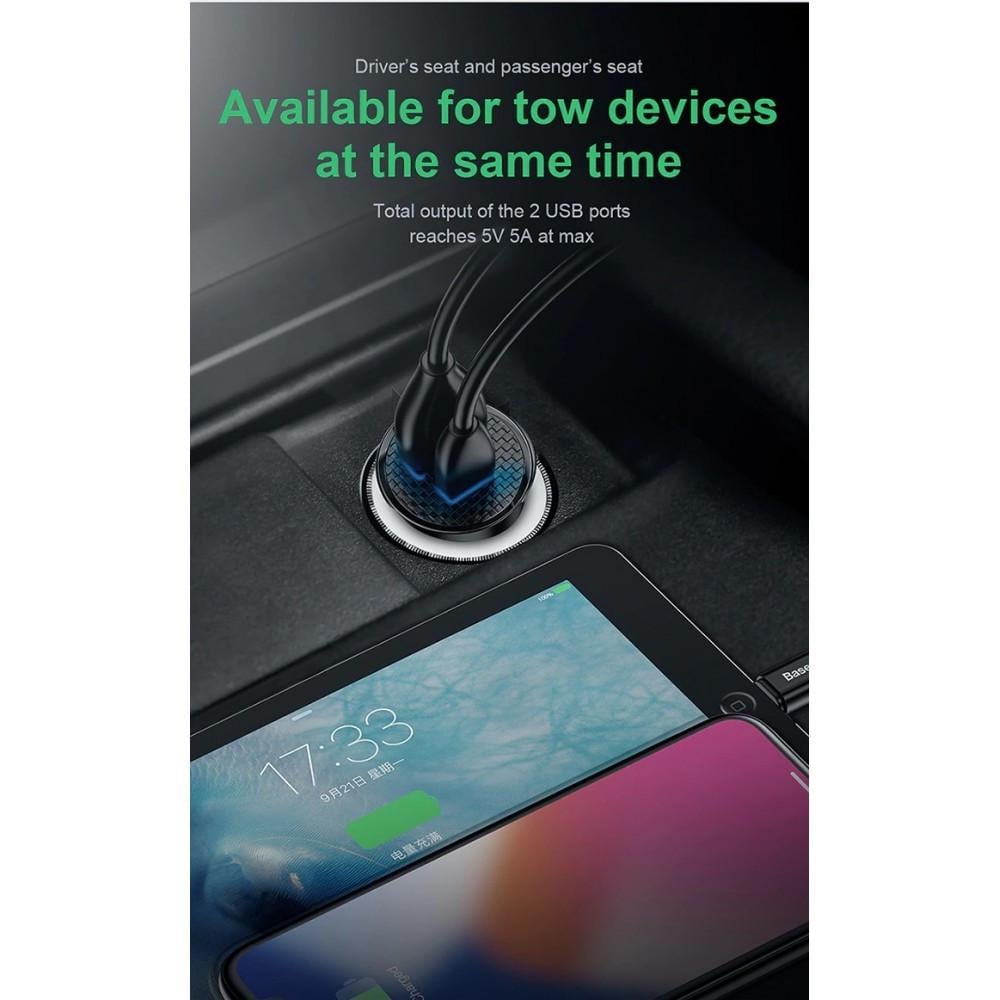 Автомобильное зарядное BASEUS 30 W PD 3.0 QC 3.0 USB/USB-C Black (25397415) - фото 6 Автомобильное зарядное BASEUS 30 W PD 3.0 QC 3.0 USB/USB-C Black (25397415) - фото 6