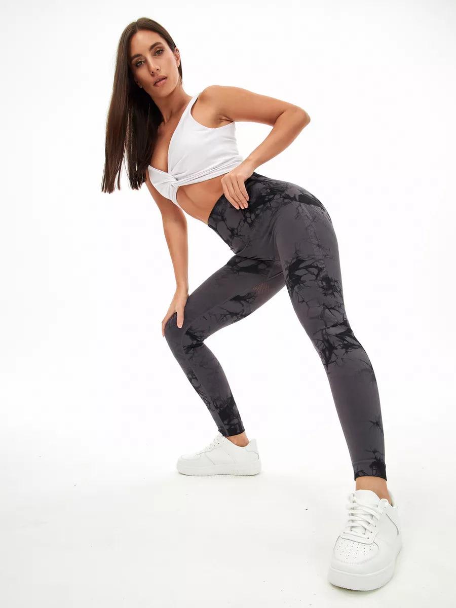 Лосини з ефектом Push Up Push Up мармурові з високою посадкою для тренувань в спортзалі та йоги S Сірий (70025S) - фото 8 Лосини з ефектом Push Up Push Up мармурові з високою посадкою для тренувань в спортзалі та йоги S Сірий (70025S) - фото 8