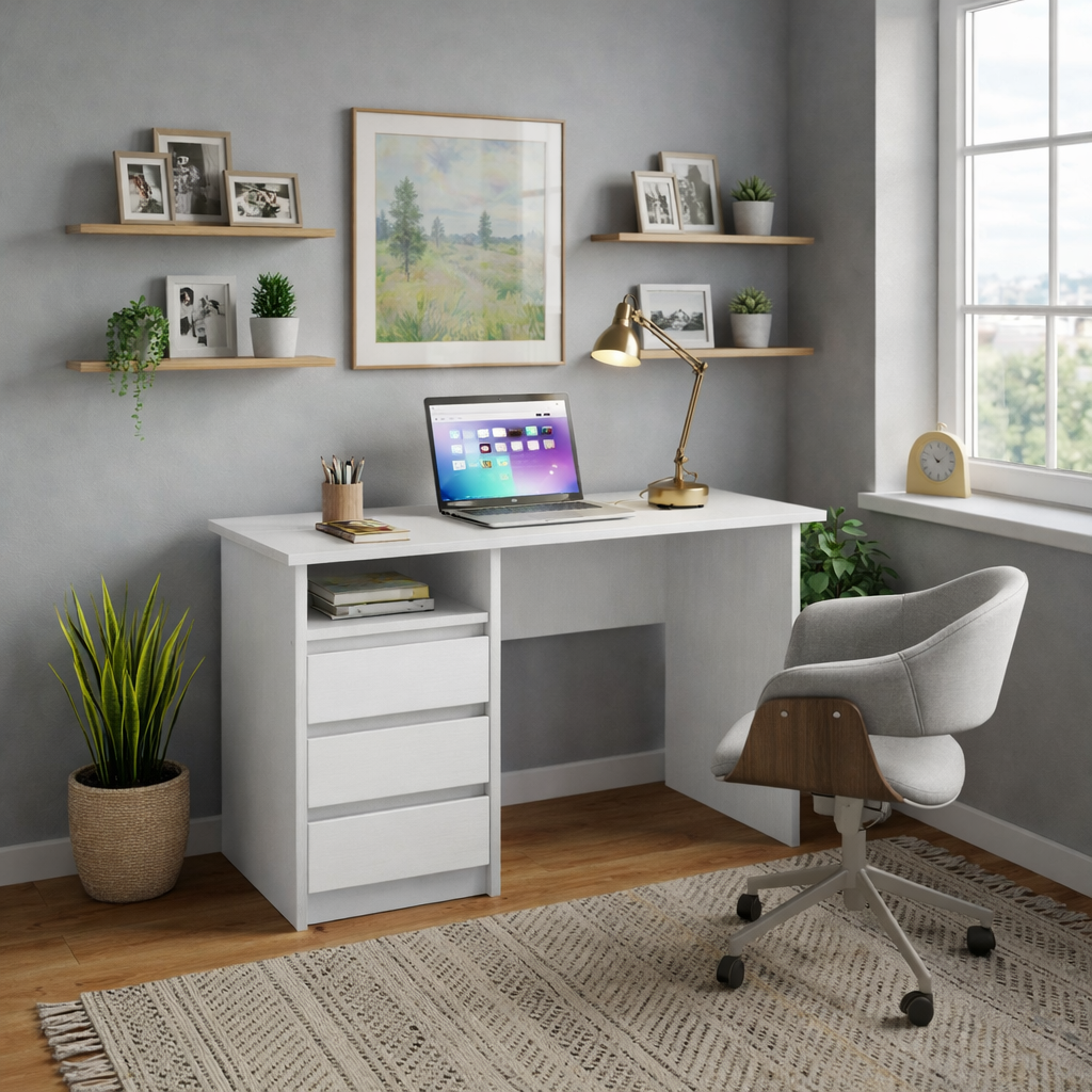 Письменный стол V-Star WD2 с 3 ящиками ЛДСП 1100х600х736 мм Белый (34118187)