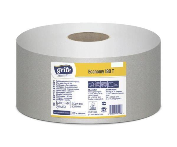 Туалетная бумага макулатурная однослойная на втулке GRITE Jumbo Economy 180 м 947 отрывов 90х190 мм (17757)