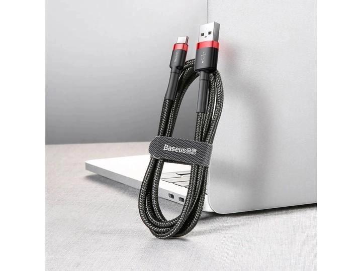 Кабель для быстрой зарядки BASEUS Cafule Cable USB to Type-C Quick Charge 3,0 3 A 1 м Black/Red (CATKLF-B91) - фото 5