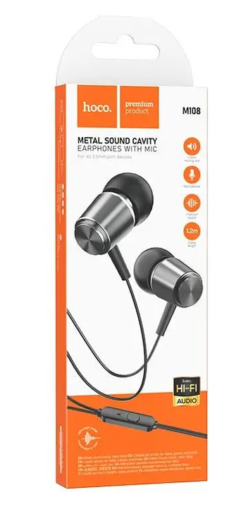 Наушники Hoco M108 3,5 мм Metal grey Наушники Hoco M108 3,5 мм Metal grey