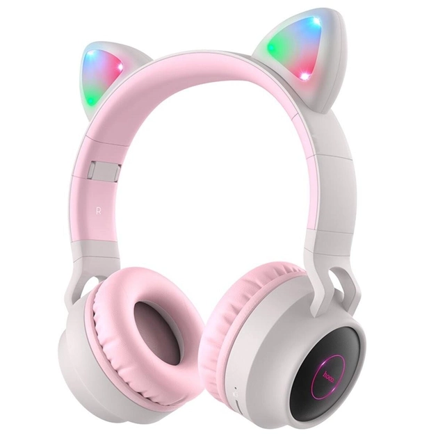 Наушники беспроводные c LED подсветкой Bluetooth HOCO W27 Cat Ear Wireless Headphones Grey (401240274)