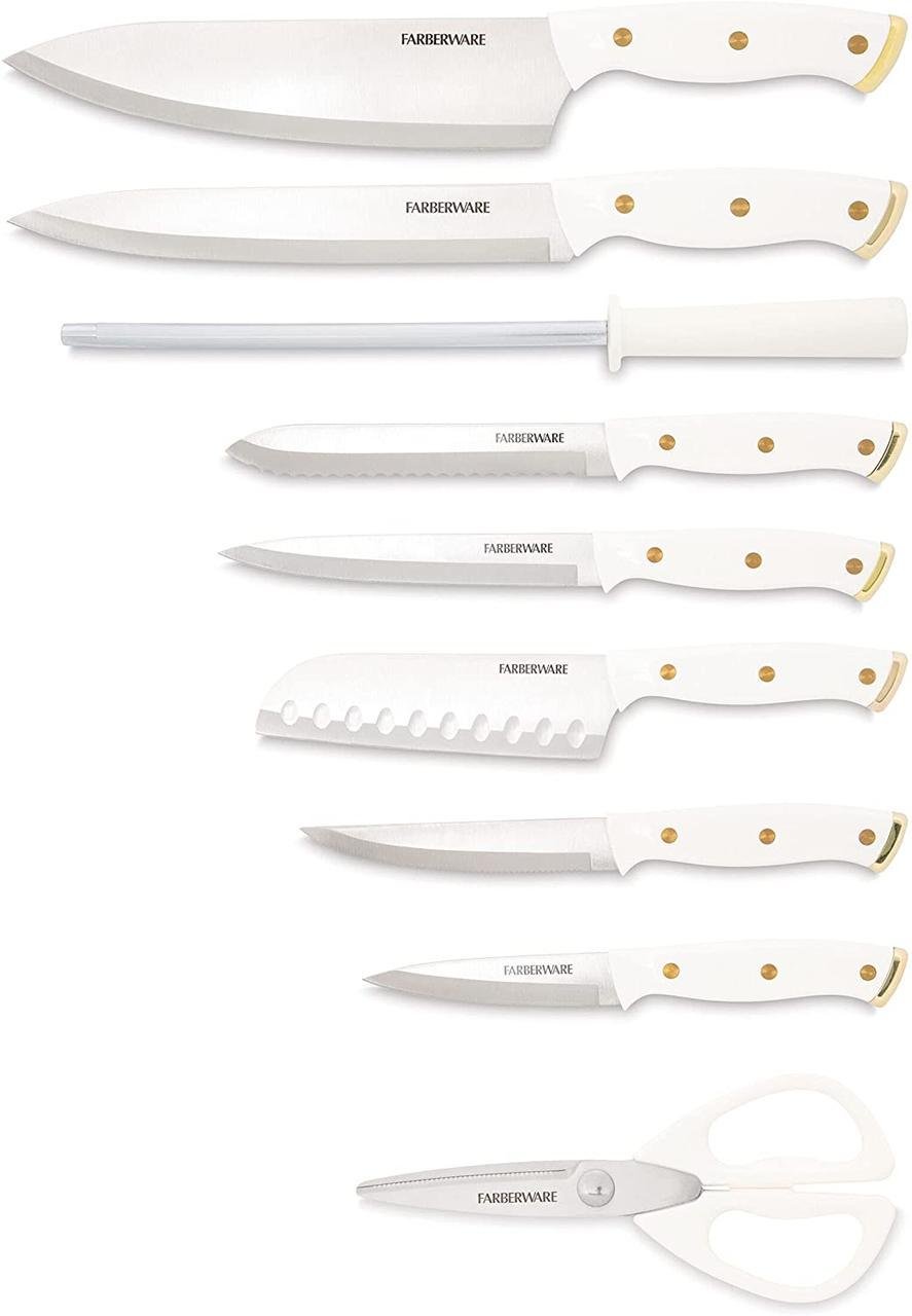 Набір ножів Farberware з потрійними заклепками 15 пр. Білий/Золотий - фото 2