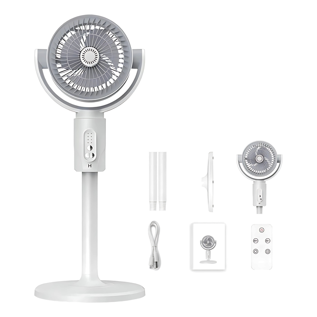 Вентиляторинновационный беспроводной 3в1 с пультом 5 скоростей 8 режимов таймера регулируемая высота аромадиффузор Type-C Белый (4825569415) - фото 3