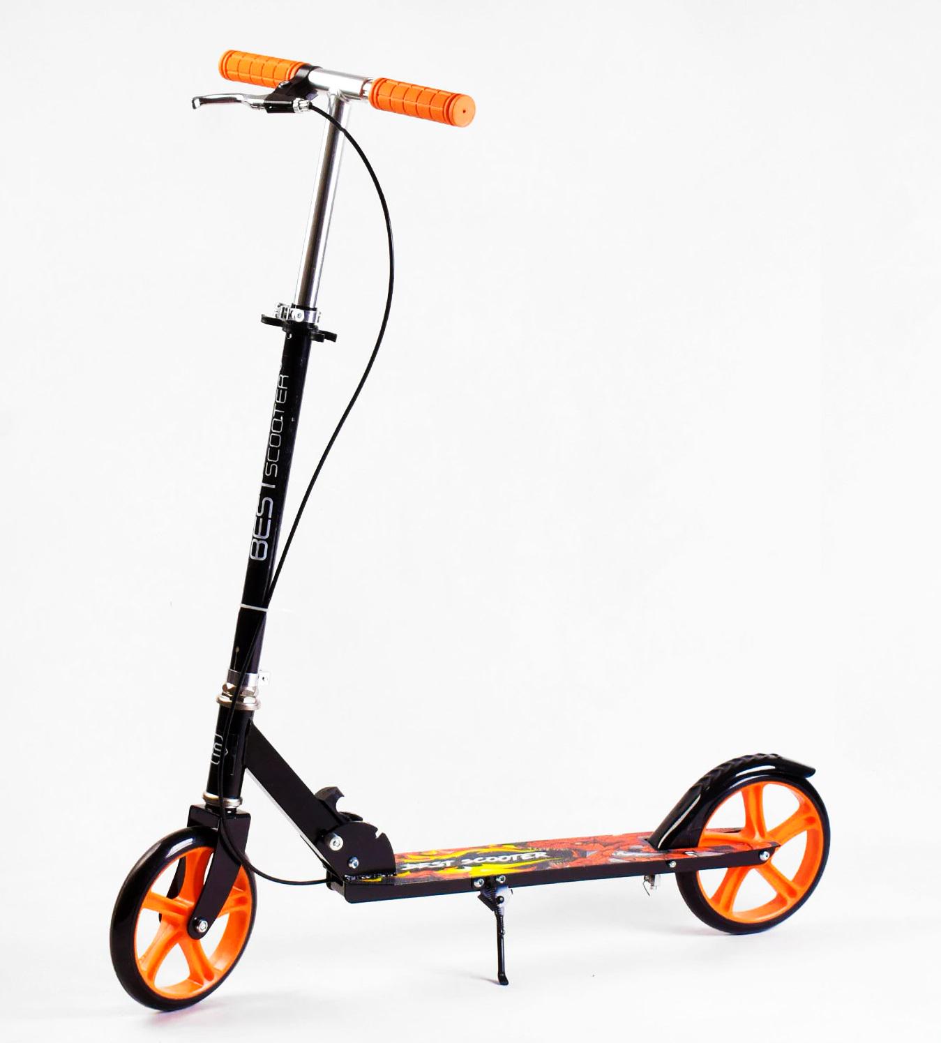 Самокат двухколесный Dragon/fire колеса PU складной руль ручной тормоз Black/Orange (108096) Самокат двухколесный Dragon/fire колеса PU складной руль ручной тормоз Black/Orange (108096)