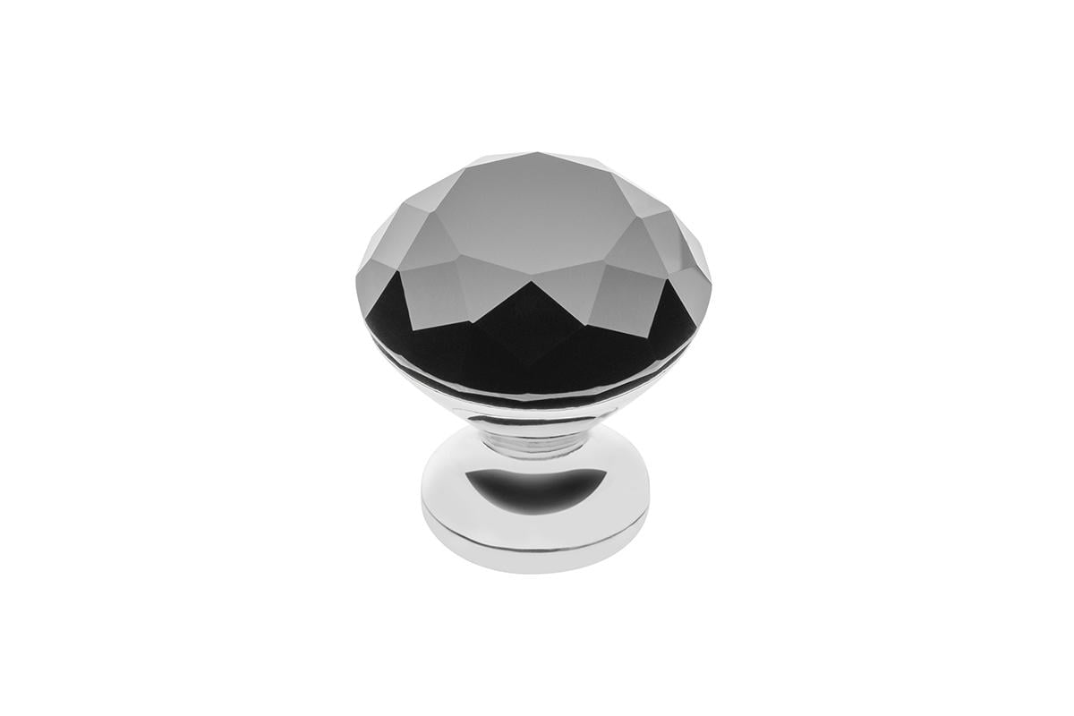 Ручка кнопка GTV Crystal Palace CRPB ⌀30 мм стекло Хром/Черный Ручка кнопка GTV Crystal Palace CRPB ⌀30 мм стекло Хром/Черный